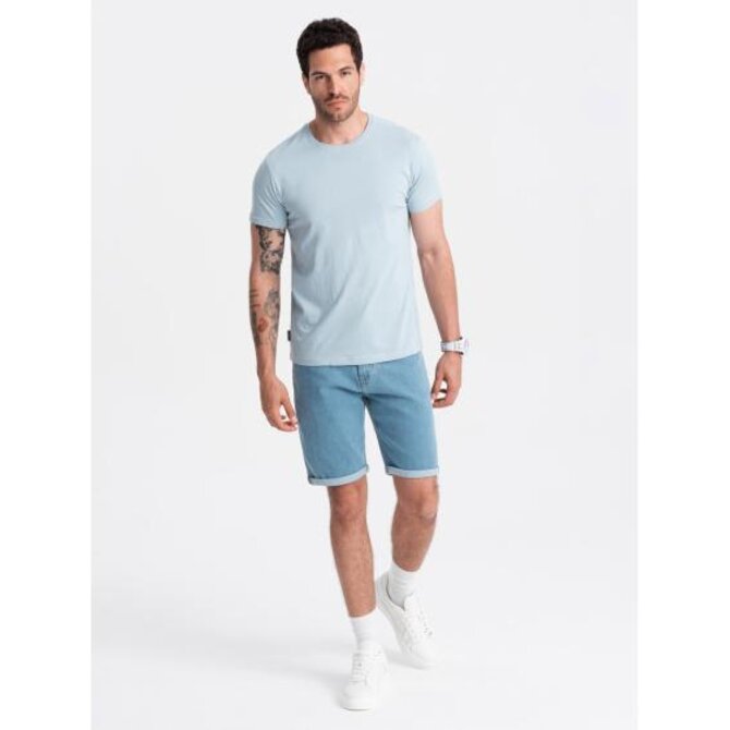 Pánské klasické bavlněné tričko BASIC světle modré Světle modrá, S