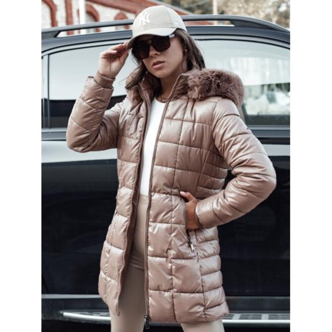 Dámská prošívaná zimní bunda s kapucí WINTERZIP béžová Béžová, L