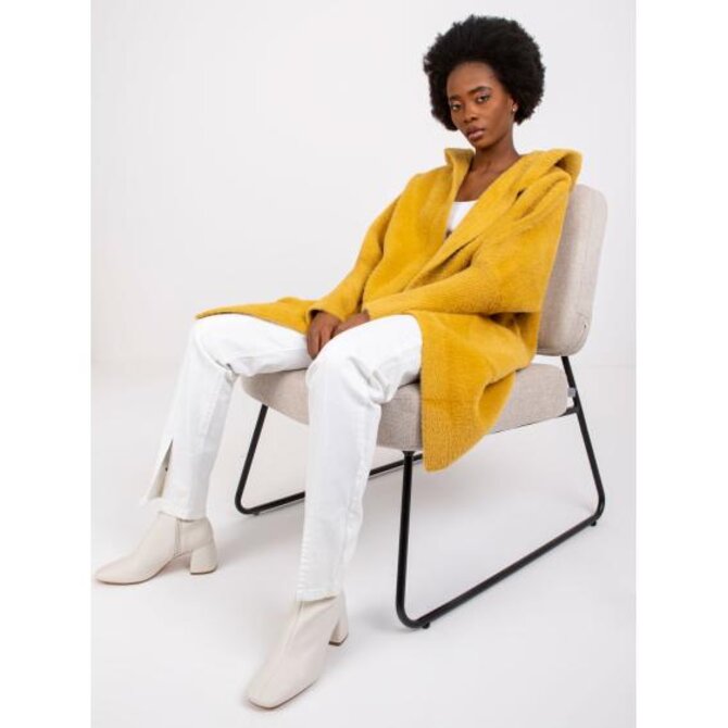 Dámský kabát z alpaky s kapsami CAROLYN žlutý Žlutá, Univerzální