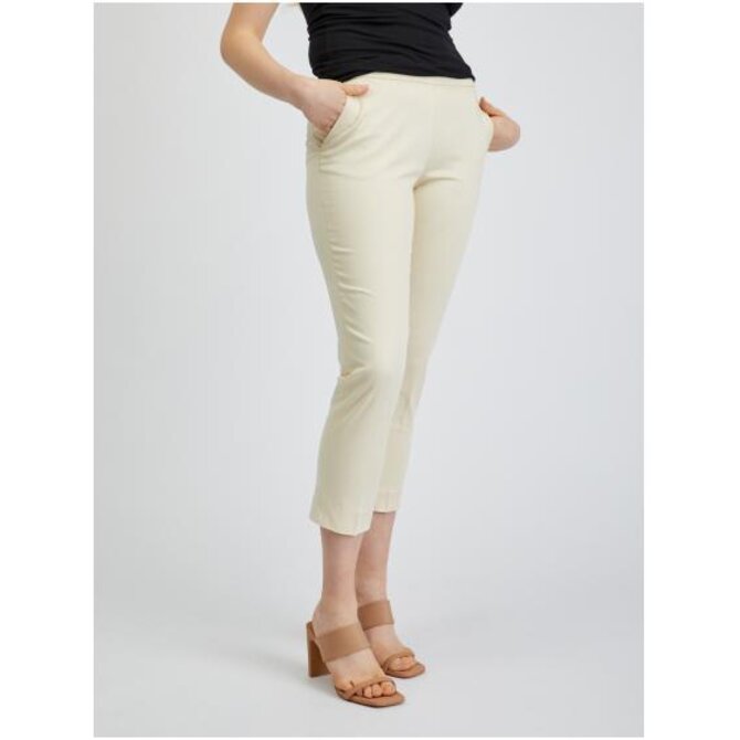Béžové dámské zkrácené kalhoty Béžová, 36