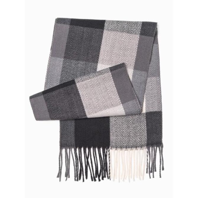 Pánská šála - tmavě šedá/bílá Bílá, Univerzální