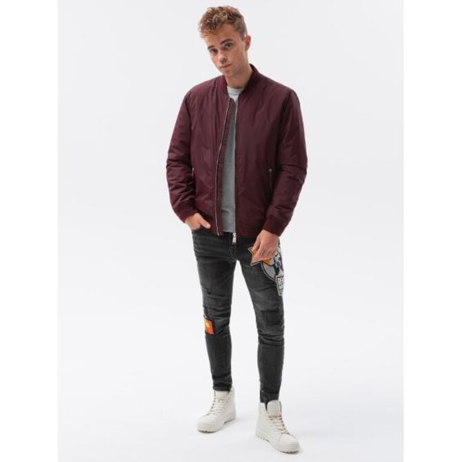 Pánská prošívaná bunda IBRAHIM tmavě červená Červená, S