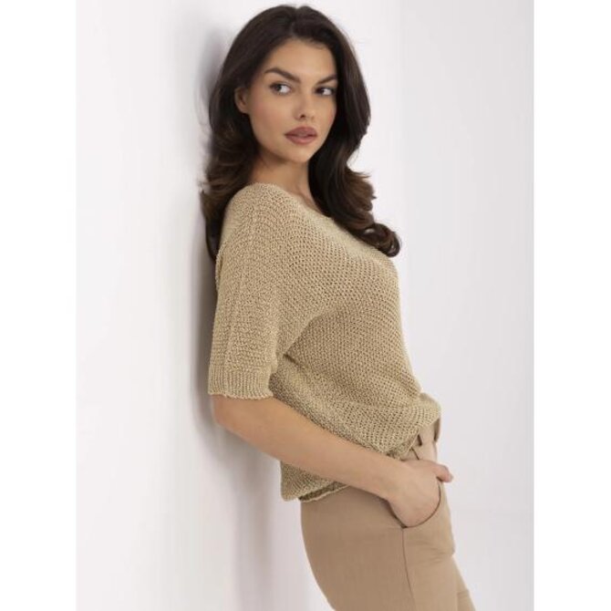 Šedo-světle růžová dámská blůza s krajkovým límcem Žlutá, Univerzální