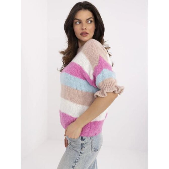 Světle fialový svetr s copánky a dlouhými rukávy Vícebarevný, Univerzální