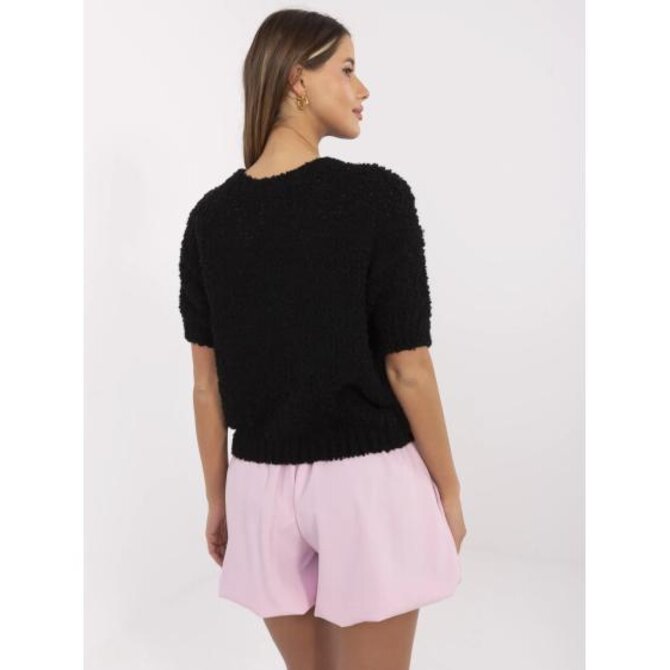 Světle fialová pletená oversize šaty Černá, Univerzální