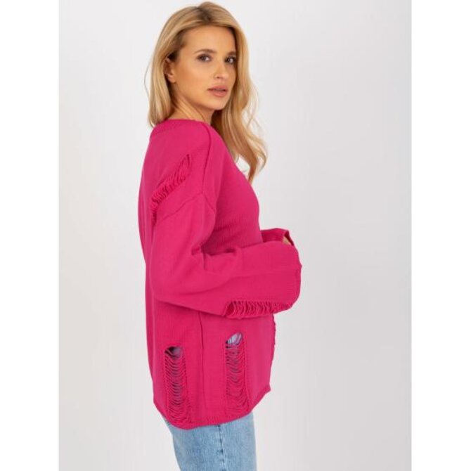 Světle fialový svetr s rolákem a viskózou Růžová, Univerzální