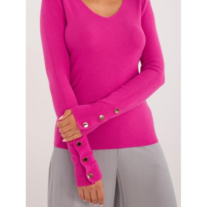 Růžový dámský oversize svetr s 3/4 rukávy Růžová, L/XL