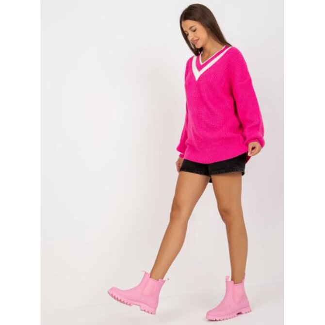 Fuchsiový dámský klasický svetr z viskózy Růžová, Univerzální