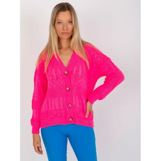 Fuchsiový dámský svetr plus size z viskózy Růžová, Univerzální