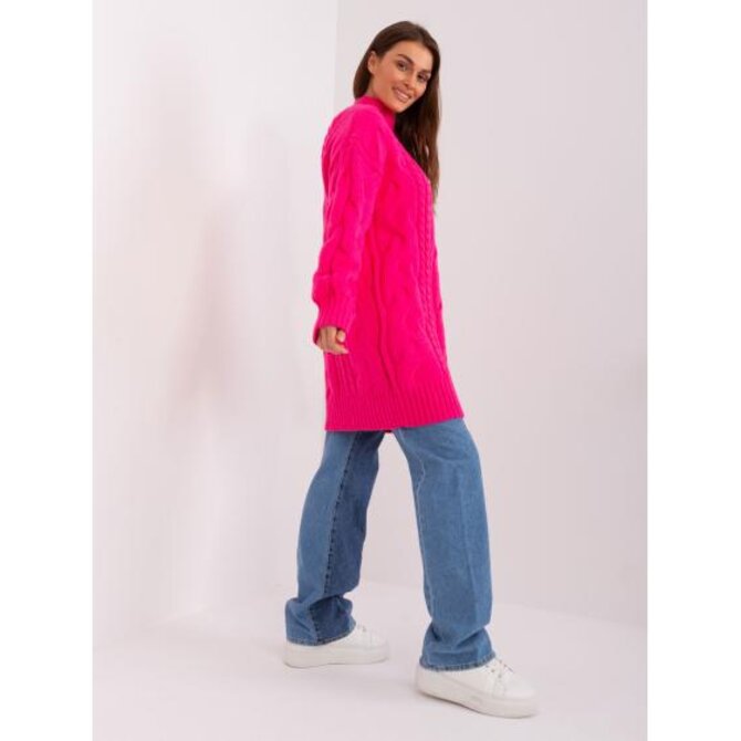 Fuchsiový dámský svetr plus size s rolákem Růžová, Univerzální