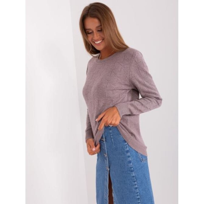 Fuchsiově-ecru volný svetr z pruhované pleteniny Fialová, Univerzální
