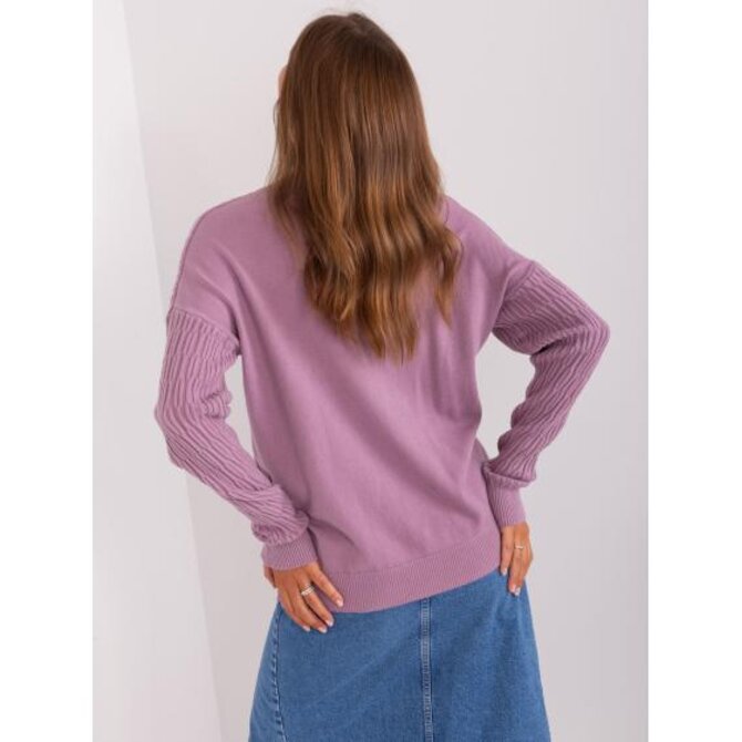 Fuchsiový dámský klasický svetr s pruhy Fialová, Univerzální
