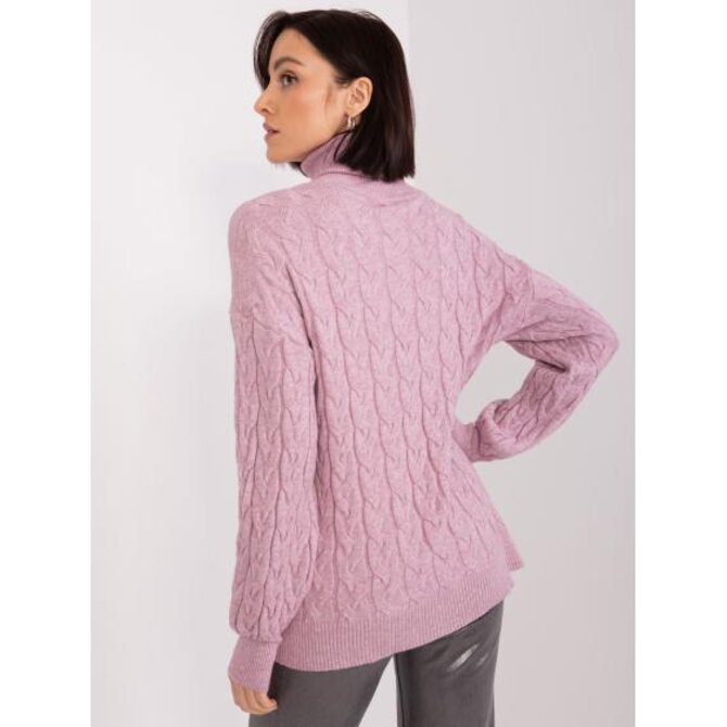 Fuchsiový pletený svetr s copánky Fialová, Univerzální