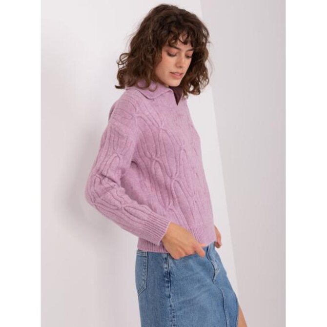 Fuchsiový přiléhavý svetr s pruhy Fialová, Univerzální