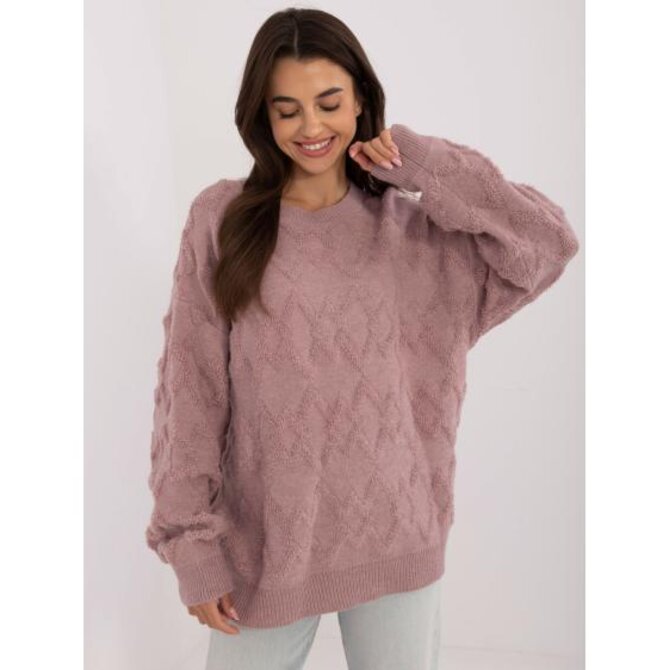 Fuchsiový oversize svetr s krátkými rukávy Fialová, Univerzální