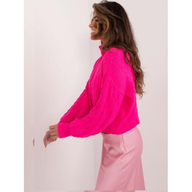 Fuchsiový klasický svetr s kulatým výstřihem Růžová, Univerzální