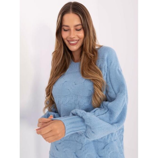 Světle fialový volný dámský svetr RUE PARIS Světle modrá, Univerzální