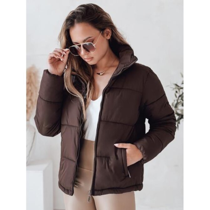 Dámská zimní prošívaná bunda LAROSE hnědá Hnědá, XL