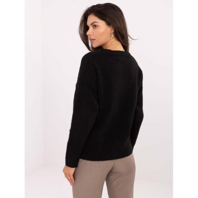 Světle růžový dámský svetr s příměsí vlny Černá, Univerzální