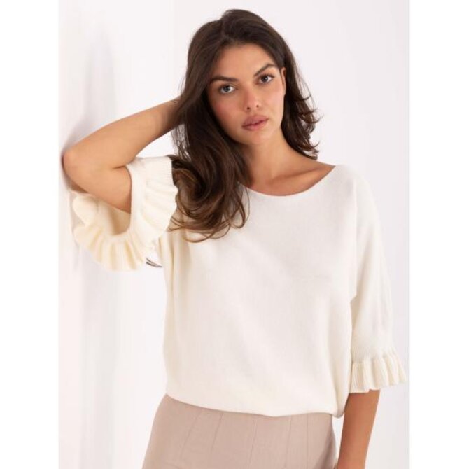 Světle šedý dámský svetr s kulatým výstřihem Ecru, Univerzální