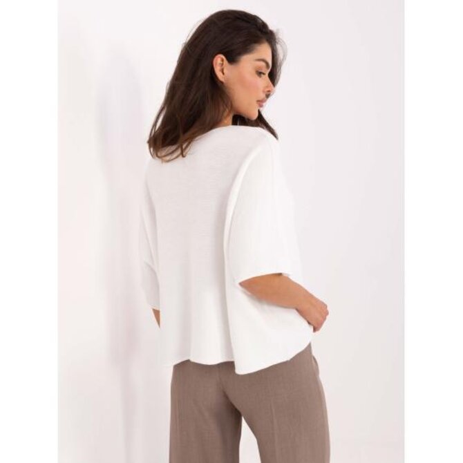 Světle béžový dámský svetr s nášivkou medvídka Bílá, Univerzální