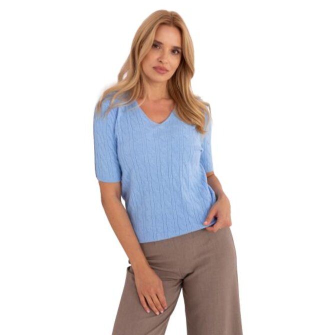 Bordový svetr s volánky na rukávech Světle modrá, Univerzální