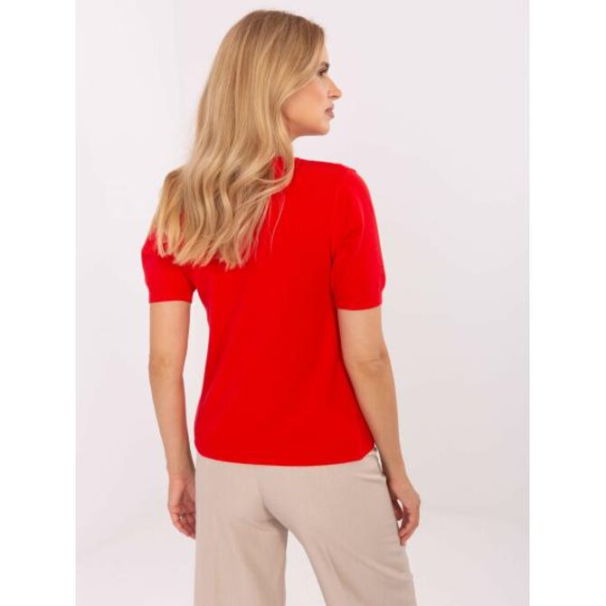 Tmavě hnědý svetr s ozdobným řetízkem Červená, S/M