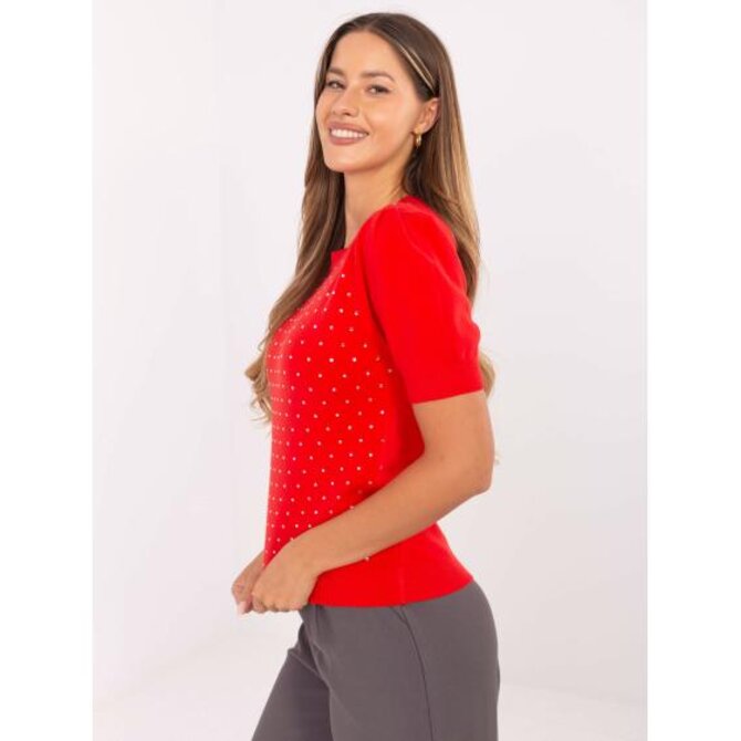 Červený dámský svetr s aplikacemi Červená, M/L