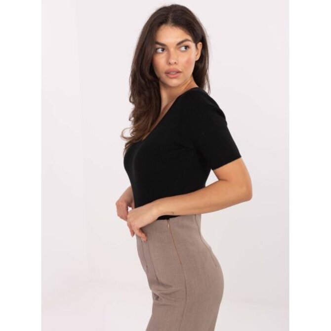 Černý pruhovaný svetr s výstřihem do V Černá, Univerzální