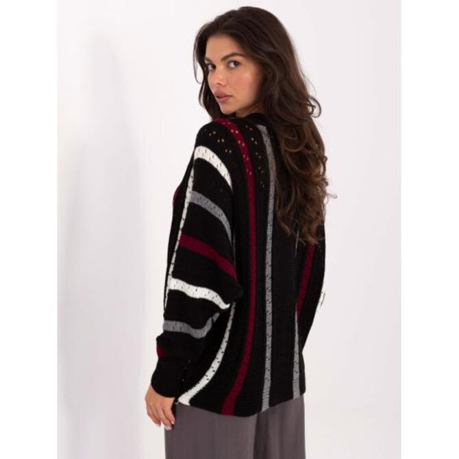 Černý prolamovaný svetr netopýr Černá, Univerzální