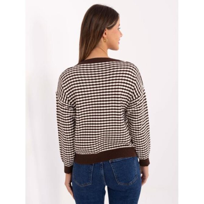 Hnědý dámský svetr s příměsí viskózy Hnědá, Univerzální