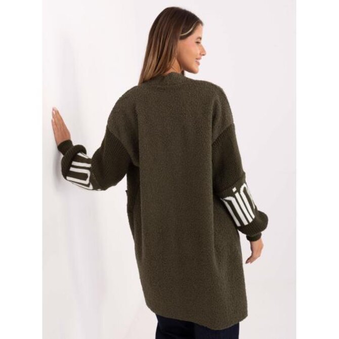 Khaki dámský bouclé kardigan s kapsami Khaki, Univerzální