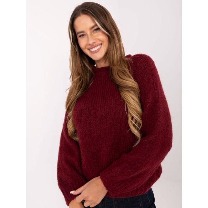 Bordový oversize svetr v jednobarevném provedení. Kaštanová, Univerzální