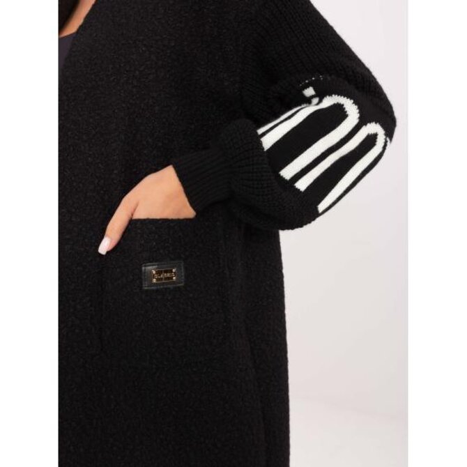 Černý dámský kardigan s nápisy na rukávech Černá, Univerzální