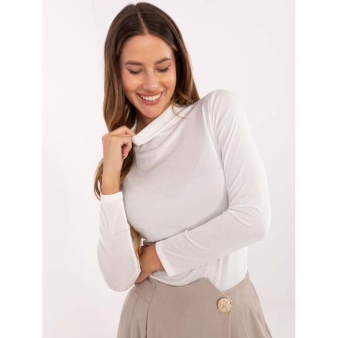 Ecru blůza s dlouhým rukávem a polokrkem RUE PARIS Ecru, Univerzální