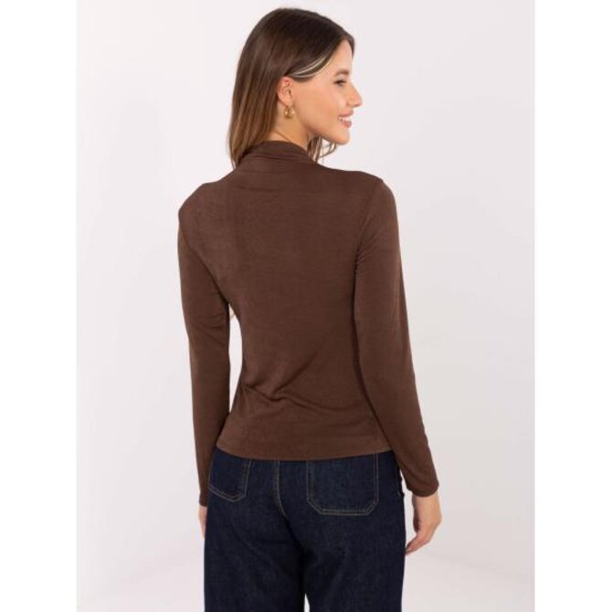 Hnědá elegantní blůza s dlouhým rukávem RUE PARIS Hnědá, Univerzální