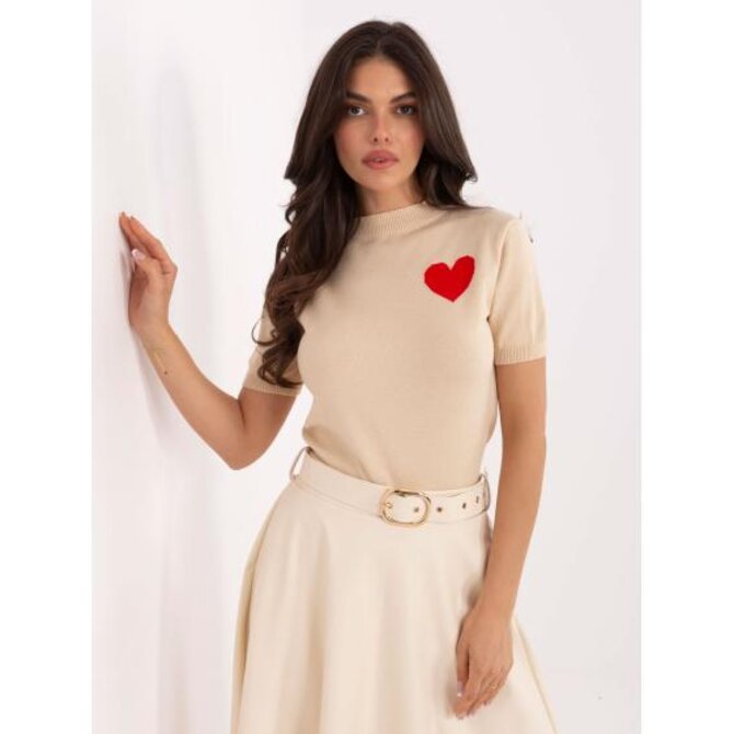 Bežový dámský svetr se srdíčkem Béžová, Univerzální