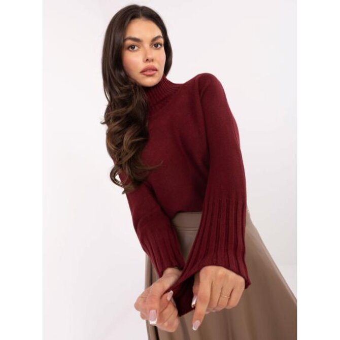 Bordový oversize svetr s rolákem RUE PARIS Kaštanová, Univerzální