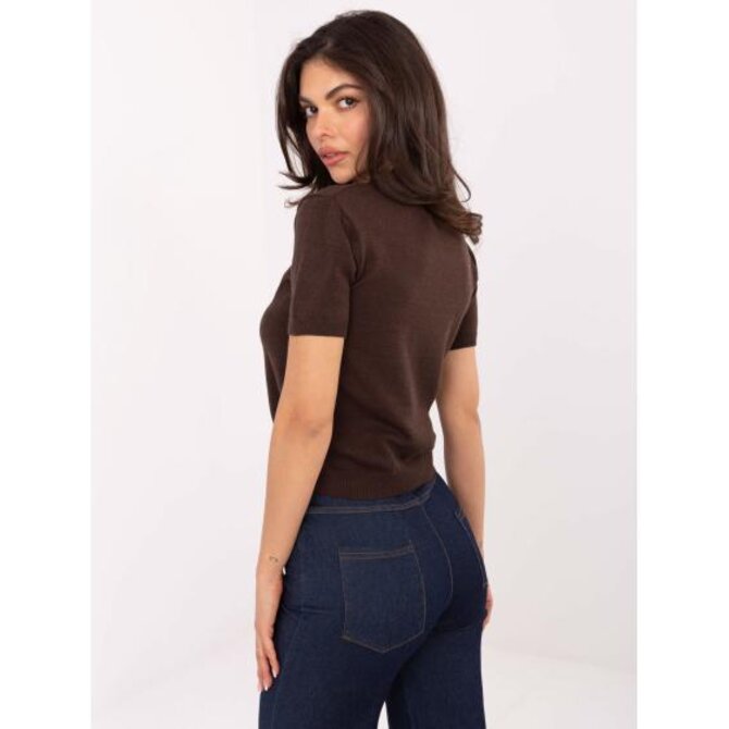 Hnědý dámský svetr s pružnými lemy Hnědá, Univerzální