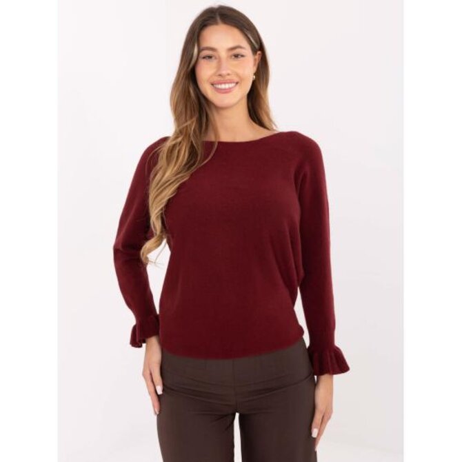 Bordový dámský oversize svetr s viskózou Kaštanová, Univerzální