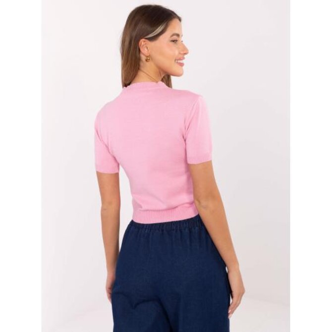 Růžový dámský svetr s kulatým výstřihem Růžová, Univerzální