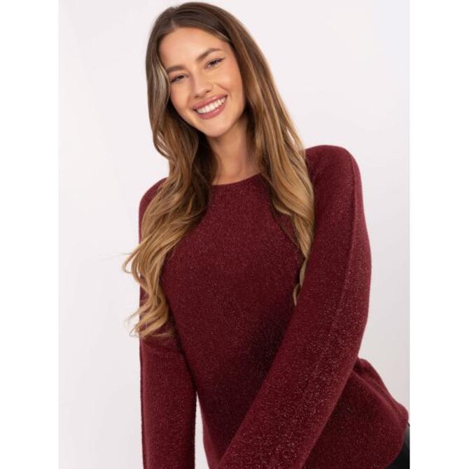 Bordový brokátový dámský svetr RUE PARIS Kaštanová, Univerzální