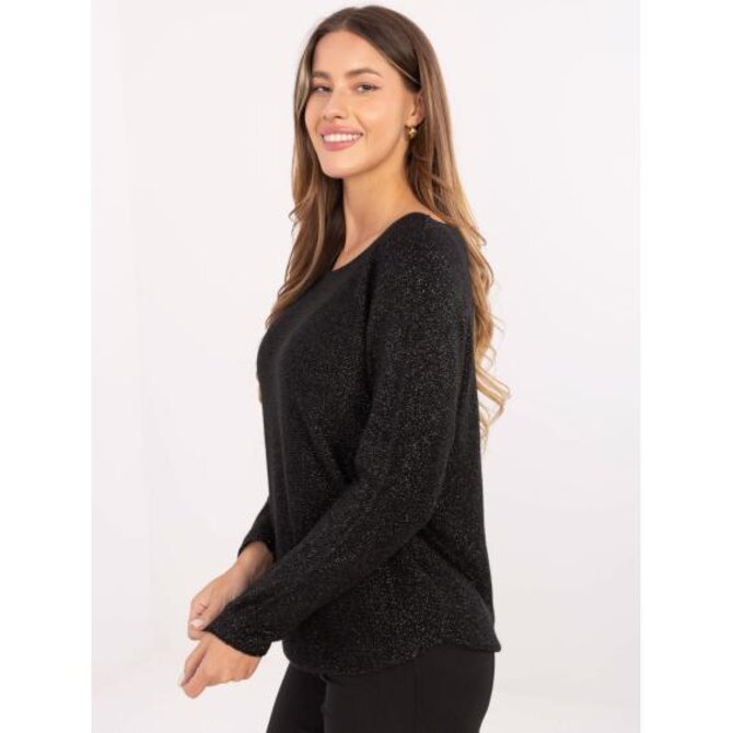 Černý elegantní svetr s viskózou RUE PARIS Černá, Univerzální