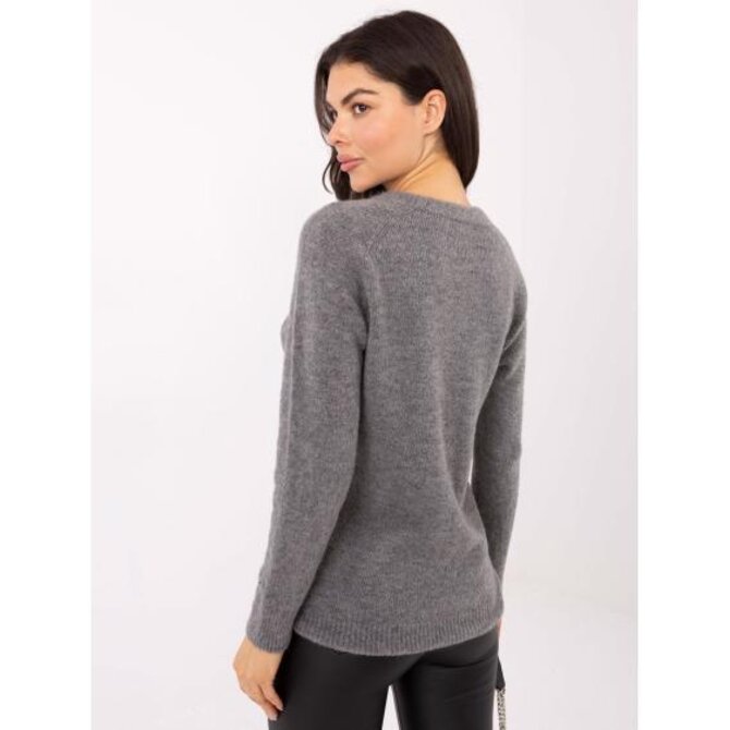 Tmavě šedý dámský svetr s pružnými lemy Tmavě šedá, Univerzální