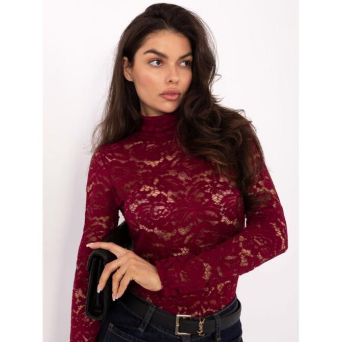 Burgundská přiléhavá blůza z krajky Kaštanová, Univerzální