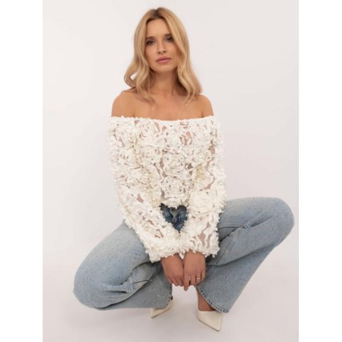 Ecru společenská halenka s 3D aplikací Ecru, Univerzální