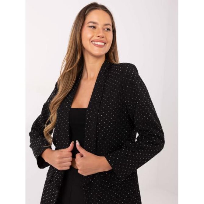 Černá společenská bunda bez zapínání RUE PARIS Černá, Univerzální