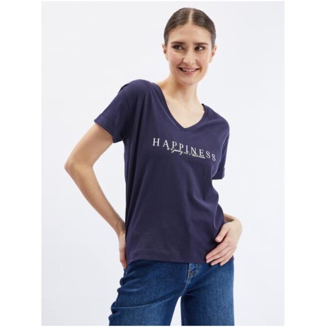 Tmavě modré dámské tričko Modrá, M