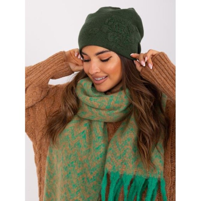 Dámská čepice s kamínky SIA khaki Khaki, Univerzální