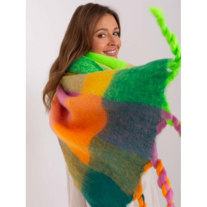 Dámská šála kostkovaná zimní IMM zelenožlutá Zelená, Univerzální